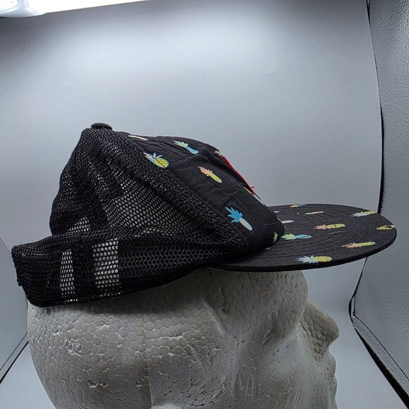 Quiksilver OSFM Kids Black Pineapple Print Trucker Hat Snapback Adjustable Cap - Picture 4 of 9